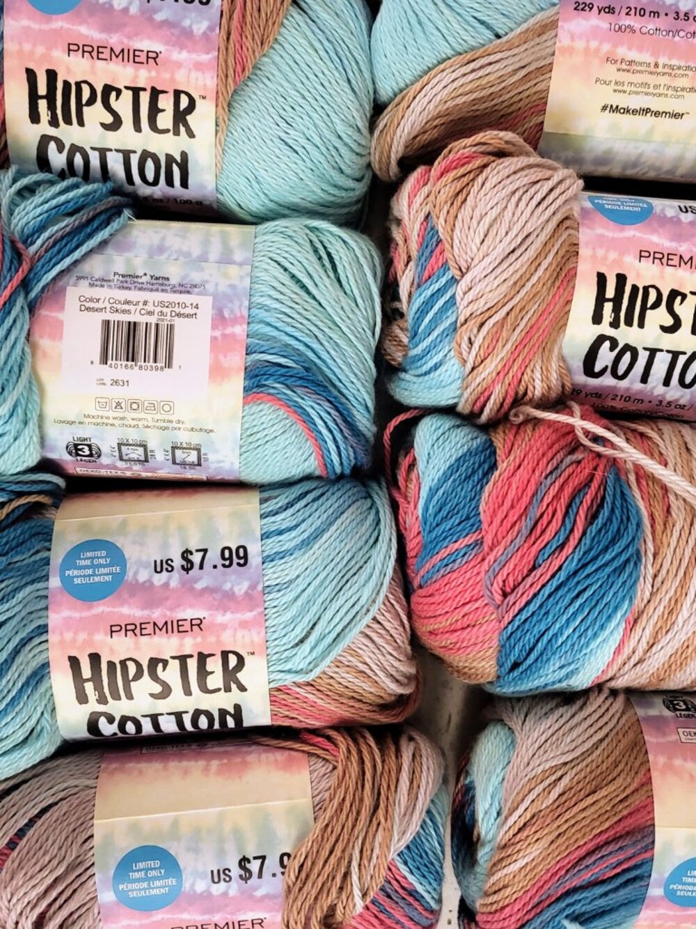 Premier Yarn 8 Skeins Hipster Cotton Desert Skies NEW